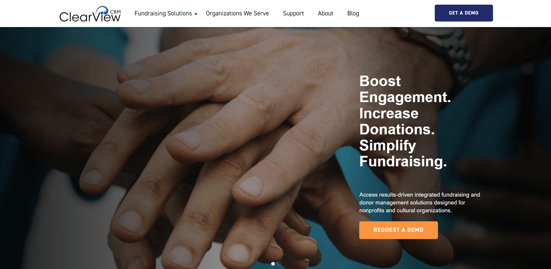 Screenshot of Clearview CRM’s homepage