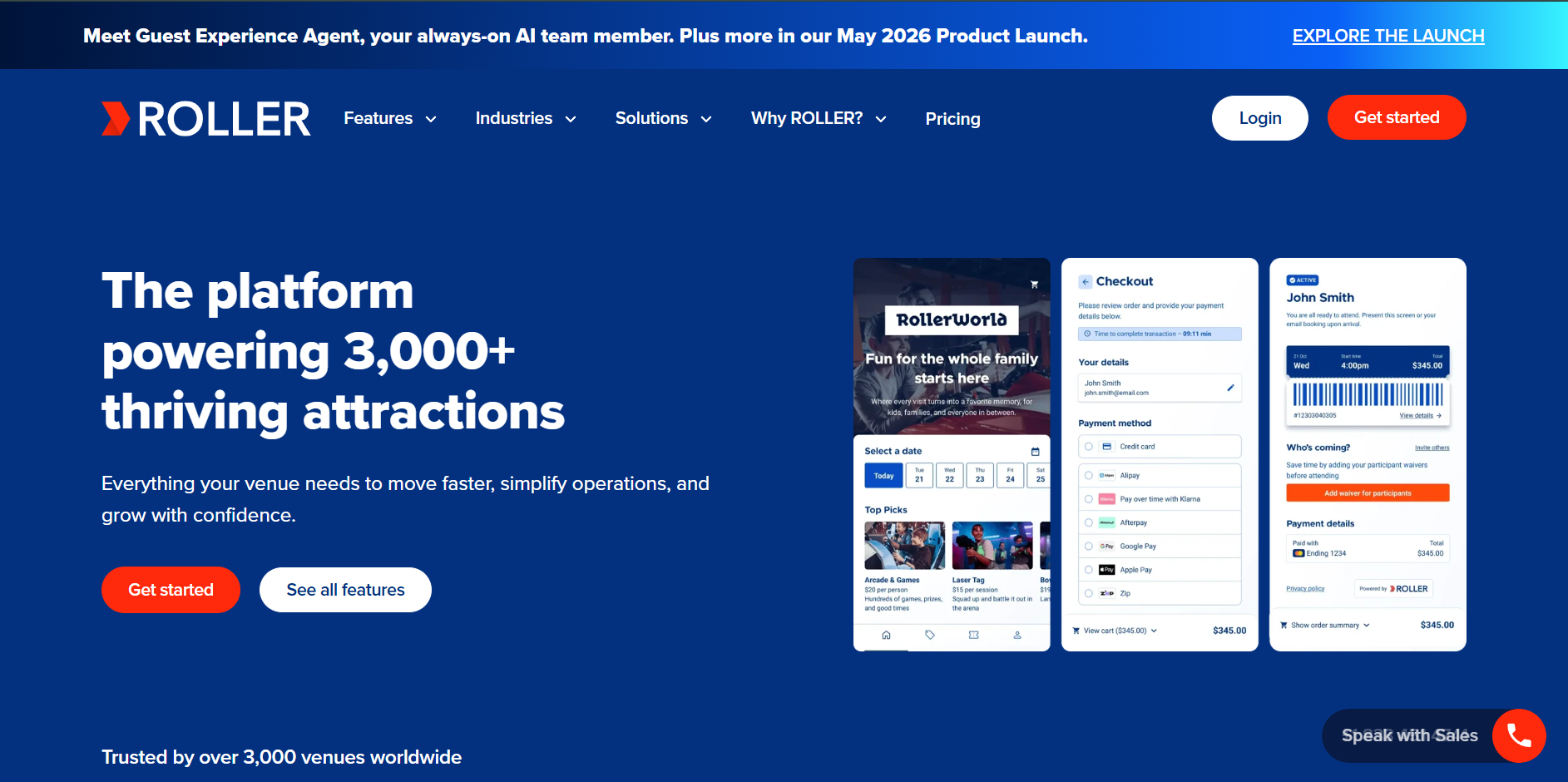 Screenshot of ROLLER's homepage