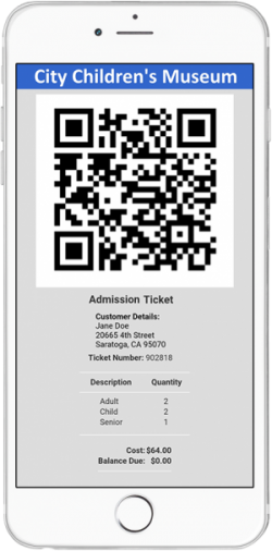 Doubleknot museum event planning software sends mobile tickets to your visitors.