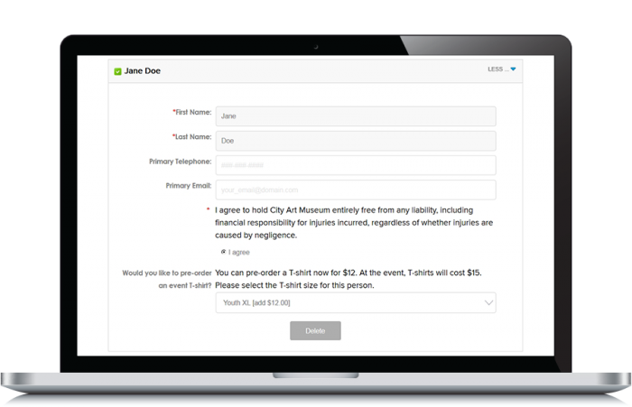 Customize the fields on your registration form with Doubleknot museum event planning software.