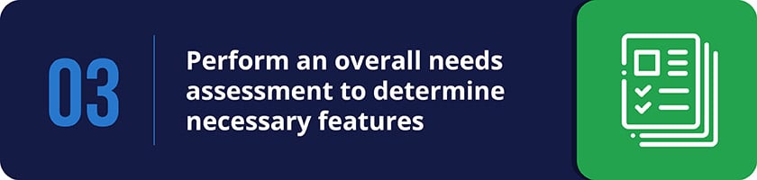 Perform a needs assessment to determine the necessary features in a zoo management software.