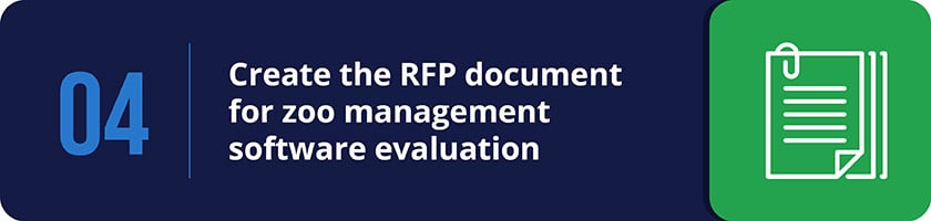 Create an RFP document to evaluate zoo management software. 