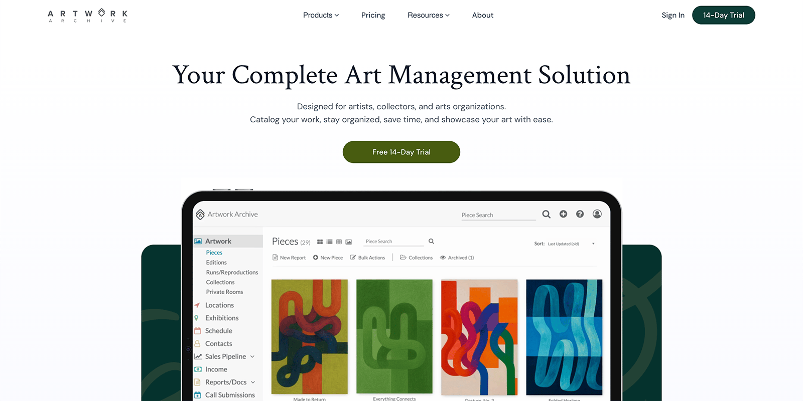 Artwork Archive’s homepage.