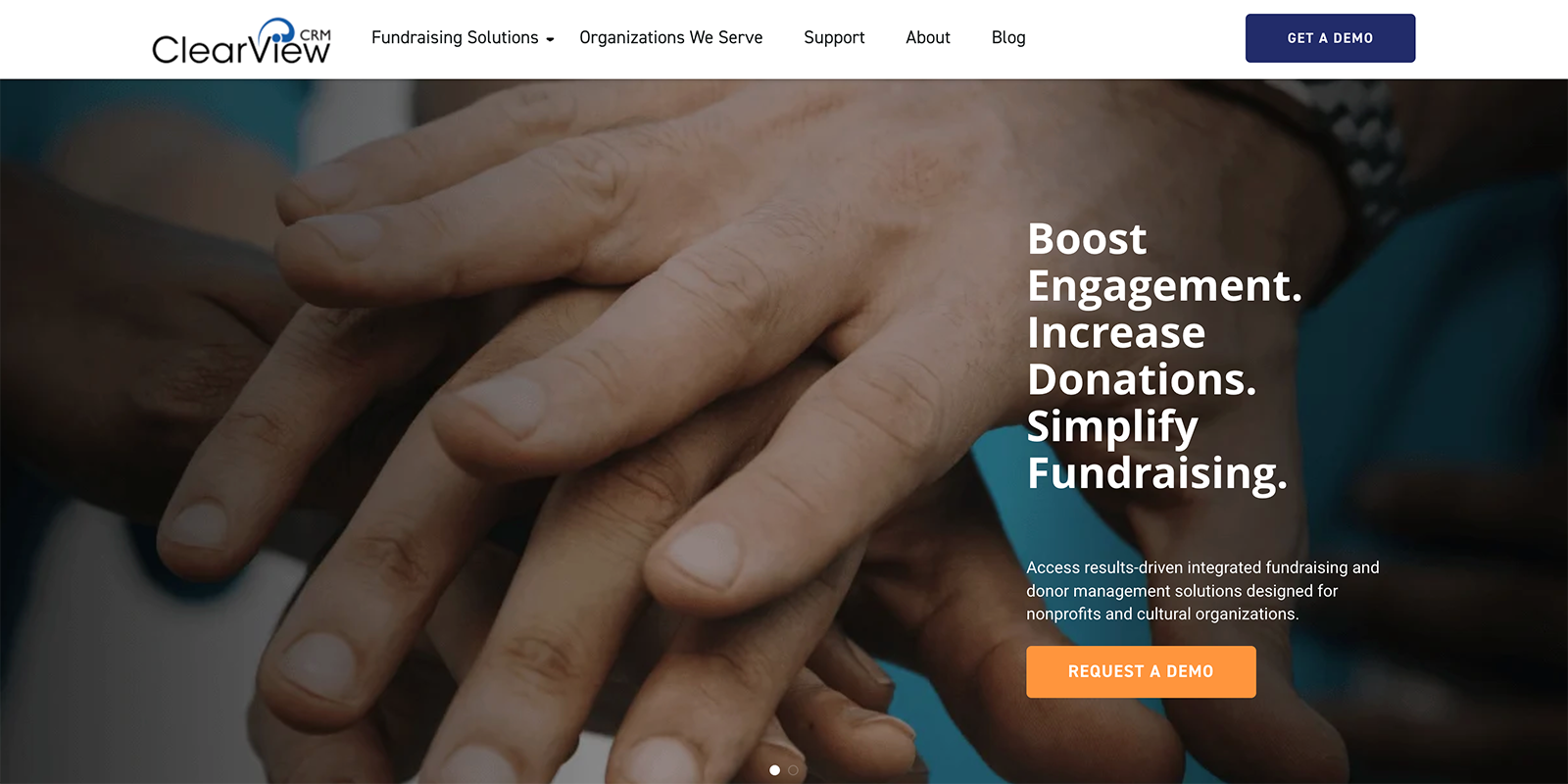 ClearView CRM’s homepage.