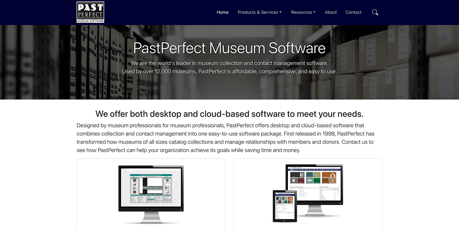 PastPerfect’s homepage.