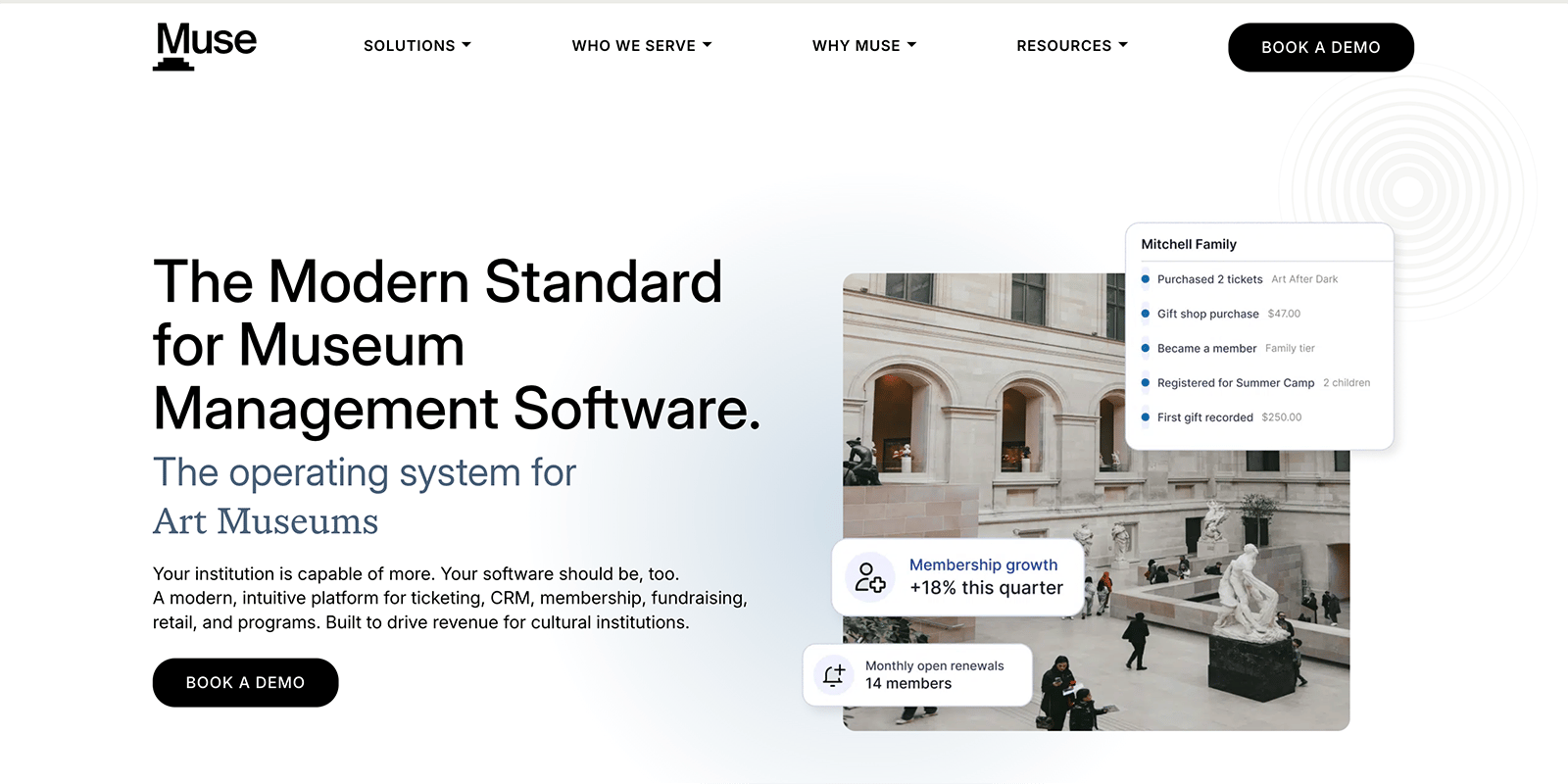 alt text: Muse’s homepage.