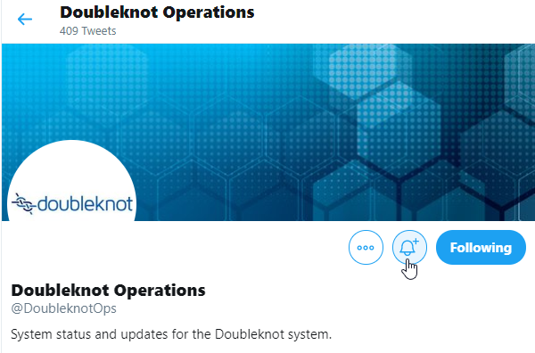 Follow @DoubleknotOps for the latest system news and updates 