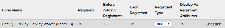Assigning a form to a single registrant type