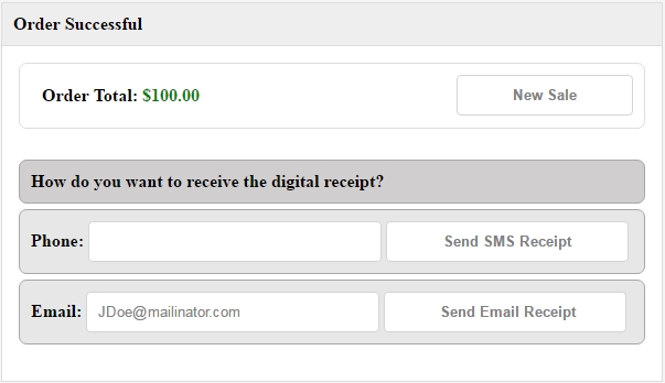 Send the receipt by email or text message.